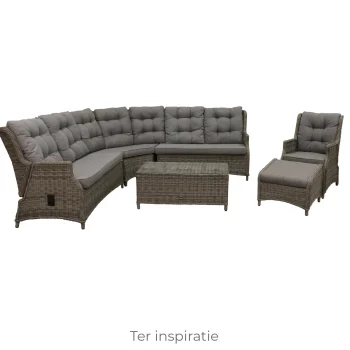 Sale Bois Le Duc Bank Hoek Rond Aprano Willow Grey Met Kussens