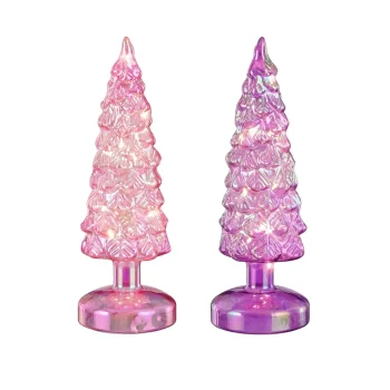 Outlet Mica Decorations Boom Glas Roze Lila LED 22cm