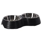 Discount Friendly Pet Eetpot Hond Duo Ribbel Zwart 2x160