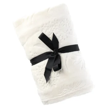 Hot Fleece Deken Flower 130 X 170 Cm Creme