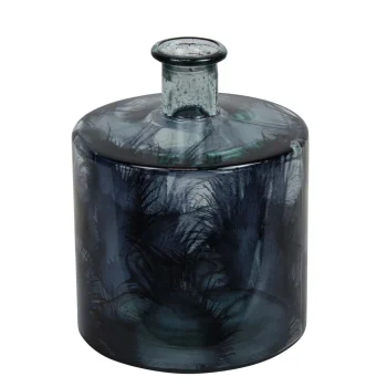 Outlet Natural Collections Fles Glas Recycle Blauw 20 X 20 X 26 Cm