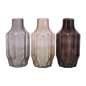 Discount Natural Collections Glazen Vaas Grijs 12 X 12 X 25 Cm