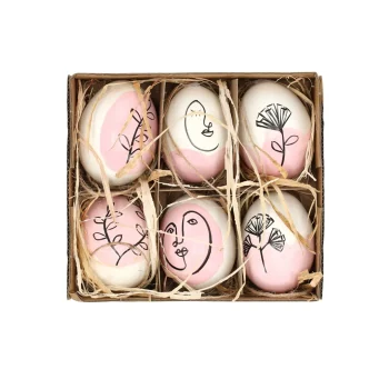 Outlet Natural Collections Hanger Ei Naturel Roze 6st