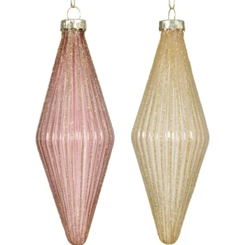 Online Decoris Hanger Glas Pegel Roze Creme 14 Cm