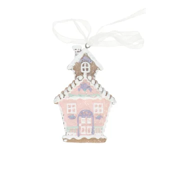 Best Hanger Huis Gingerbread Roze 10 Cm
