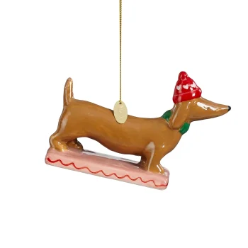 Discount Mica Decorations Hanger Teckel Bruin 12x8cm
