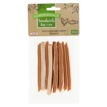 Sale Smulti Hondensnack Kip Met Vis Sandwich 85 G