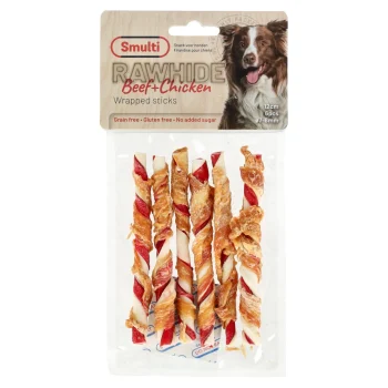 Outlet Smulti Hondensnack Rawhide Staaf + Kip 7/8mm 12cm 70g