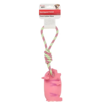 Best Friendly Pet Hondenspeelgoed Touw Met Varken 35 Cm