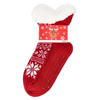 Fashion Huissok Sneeuwvlok Rood 35-38