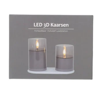 Fashion Kaars LED Set 2 Antraciet Oplaadbaar