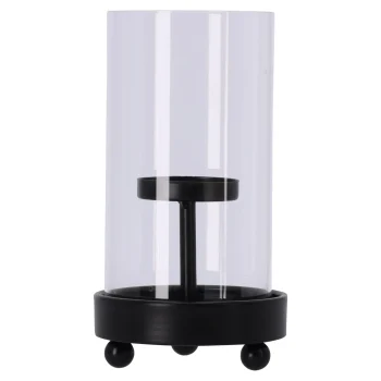 Best Natural Collections Kaarshouder Metaal Met Glas Zwart 9 X 17 Cm