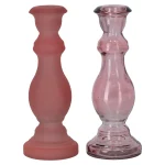 Fashion Natural Collections Kaarshouder Van Glas 7 X 20 Cm Roze, 2 Assorti