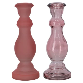 Fashion Natural Collections Kaarshouder Van Glas 7 X 20 Cm Roze, 2 Assorti