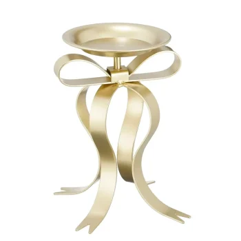 Hot Mica Decorations Kandelaar Strik Champagne 17 X 14 X 20 Cm