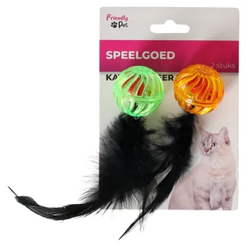 Sale Friendly Pet Kattenspeeltje Bal + Veer 2st FP