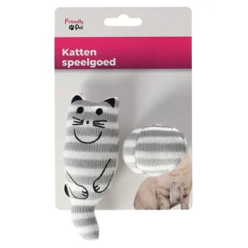Discount Friendly Pet Kattenspeeltje Kat + Bal Grijs