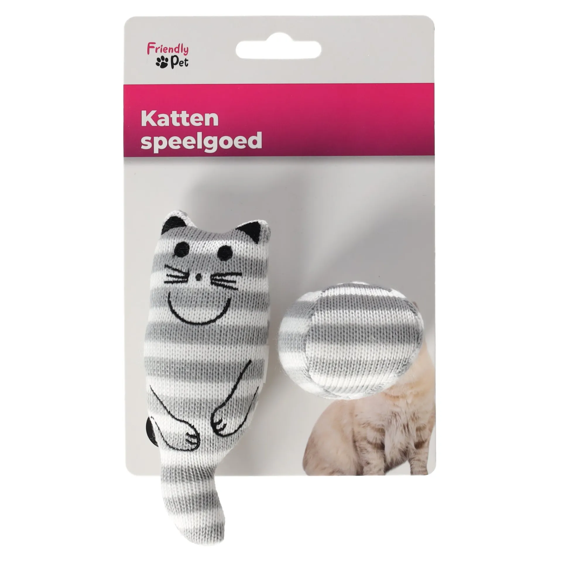 kattenspeeltje-kat-bal-grijs-goHDlgip-0.webp Discount Friendly Pet Kattenspeeltje Kat + Bal Grijs