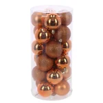 New O'malley Kerstbal 4cm Mix 24st Red Copper