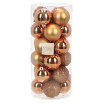 New O'malley Kerstbal 4cm Mix Koker 24st Soft Copper