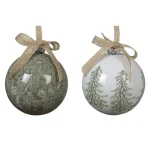 Best Decoris Kerstbal 8 Cm Wit Groen