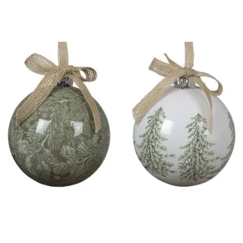 Best Decoris Kerstbal 8 Cm Wit Groen