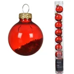 Hot Decoris Kerstbal Glas 3 Cm 9st. Rood