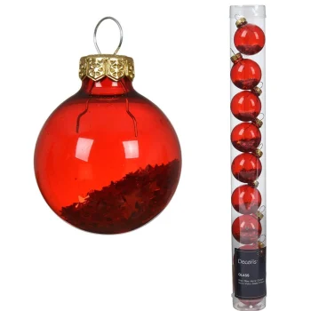 Hot Decoris Kerstbal Glas 3 Cm 9st. Rood