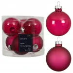 Discount Decoris Kerstbal Glas Glans Mat Festive Pink 6 Cm 6st.