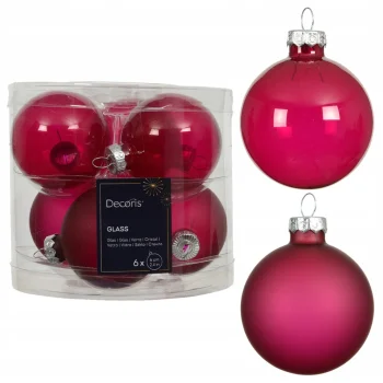 Discount Decoris Kerstbal Glas Glans Mat Festive Pink 6 Cm 6st.