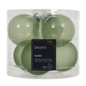 Sale Decoris Kerstbal Glas Glans Mat Matcha 6 Cm 6st.