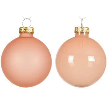 New Decoris Kerstbal Glas Glans Mat Peach 6 Cm 6st.