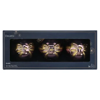 Fashion Decoris Kerstbal Glas Strik Roze 8 Cm 3st.