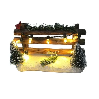 Hot Kerstdorp Hekwerk Hout 9x4x6cm