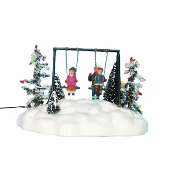 New Kerstdorp Schommelende Kinderen 18x12x15cm