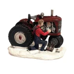 New Kerstdorp Tractor Rood 9x5x6cm