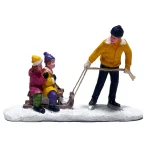 New Kerstdorp Vader Met Kinderen Op Slee