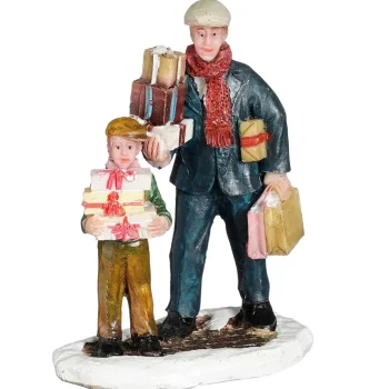 Fashion Luville Kerstdorp Vader Met Zoon 5x3x7cm