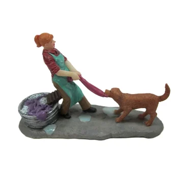 Fashion Kerstdorp Vrouw Met Hond