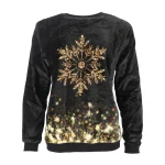 New Kersttrui Soft Sneeuwvlok Zwart Goud S