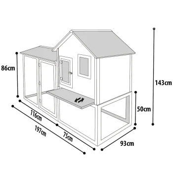 Outlet Flamingo Kippenhok Met Ren Calimero Cottage 197 X 93 X 143 Cm