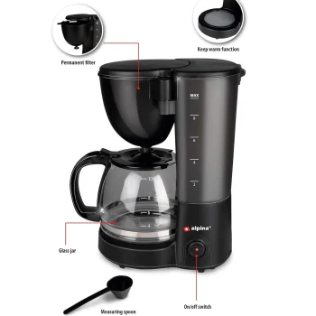 Clearance Alpina Koffiezetapparaat Zwart 1,25L 750W