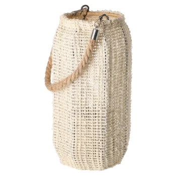 Best Natural Collections Lantaarn Katoen Met Glas Wit 14 X 28 Cm