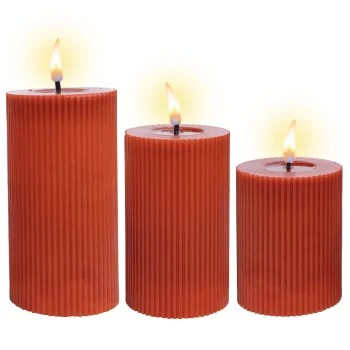 Fashion O'malley LED Kaars Rib Melt 3st Met Rood