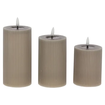 Outlet O'malley LED Kaars Rib Melt 3st Taupe