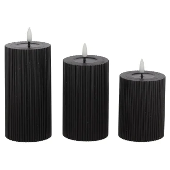 Hot O'malley LED Kaars Rib Melt 3st Zwart