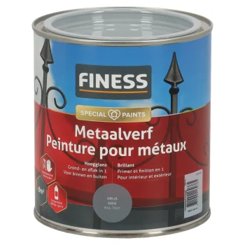 Sale Finess Metaalverf Hoogglans Grijs 750ml