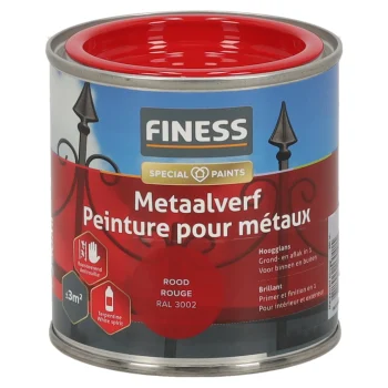 Fashion Finess Metaalverf Hoogglans Rood 3002 250ml