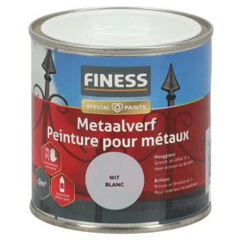 New Finess Metaalverf Hoogglans Wit 9010 250ml