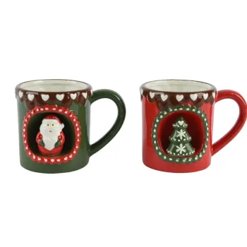 Clearance Kaemingk Mok 3D Rood Groen 14 Cm